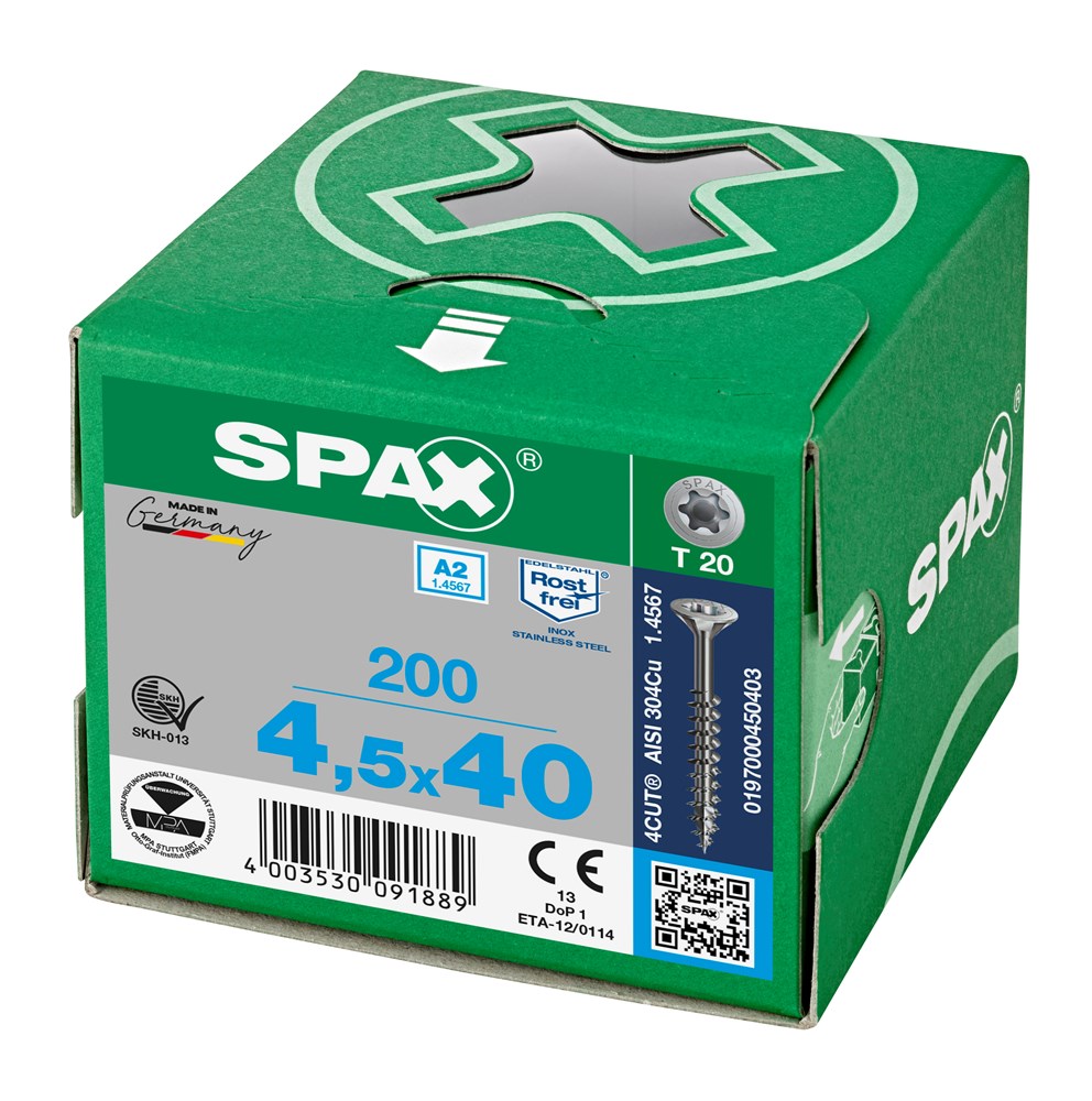 Spaanplaatschroef 4.5 x 40 mm Deeldraad Verzonken kop T-STAR plus T20