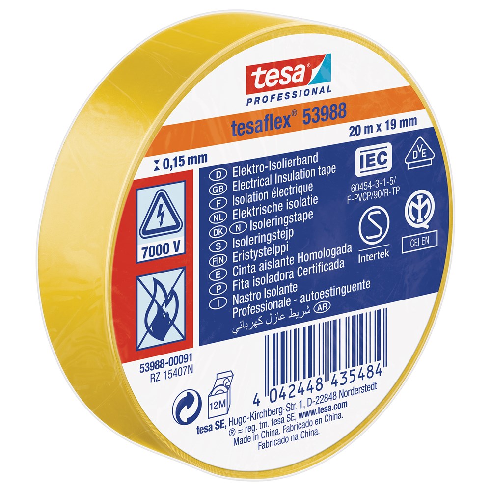 SPVC ELECTRICAL TAPE YELLOW 20M X 19MM