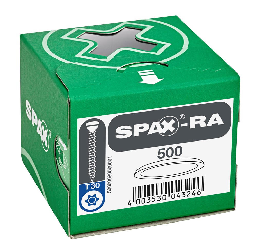 Kunststof kapjes voor SPAX-RA Platverzonken kop, wit, 500 stuks - 5000