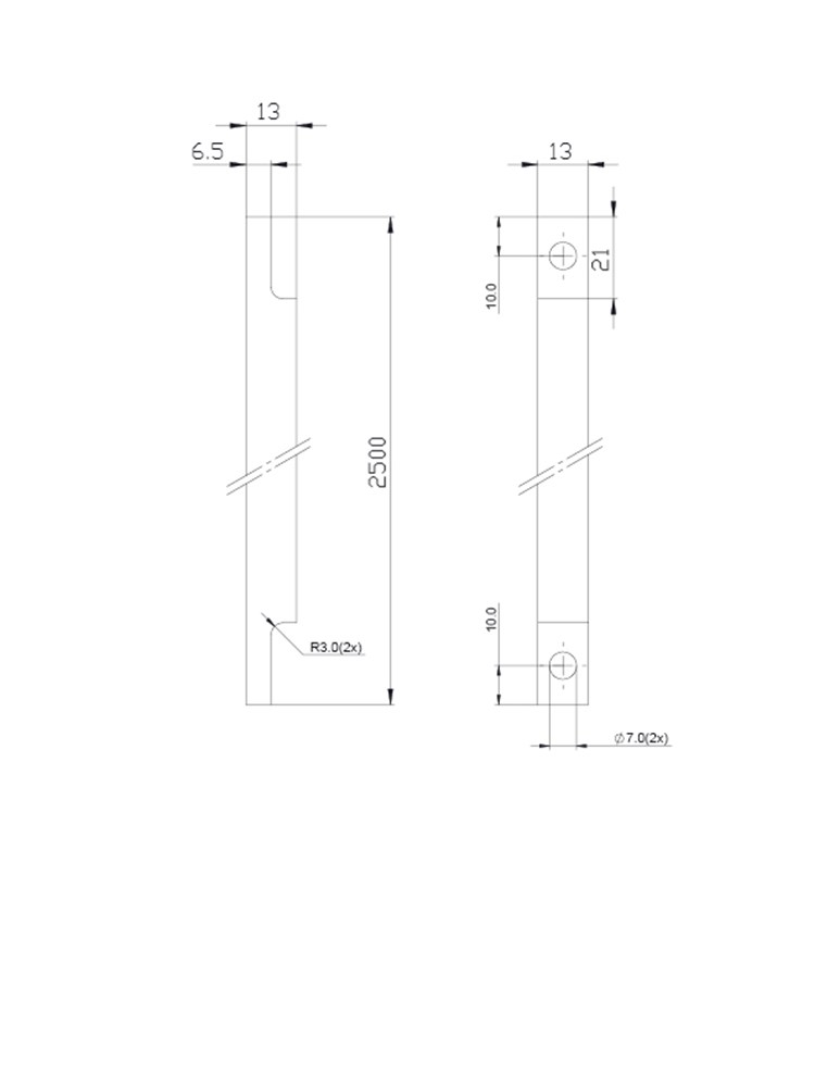Staaf 13-250cm bulk per 5  Staven vierkant 13 mm
