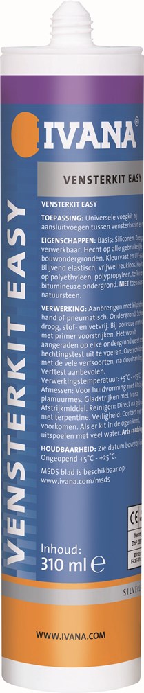 IVANA VENSTERKIT EASY (GLASKIT) ZWART KOKER A 310ML.