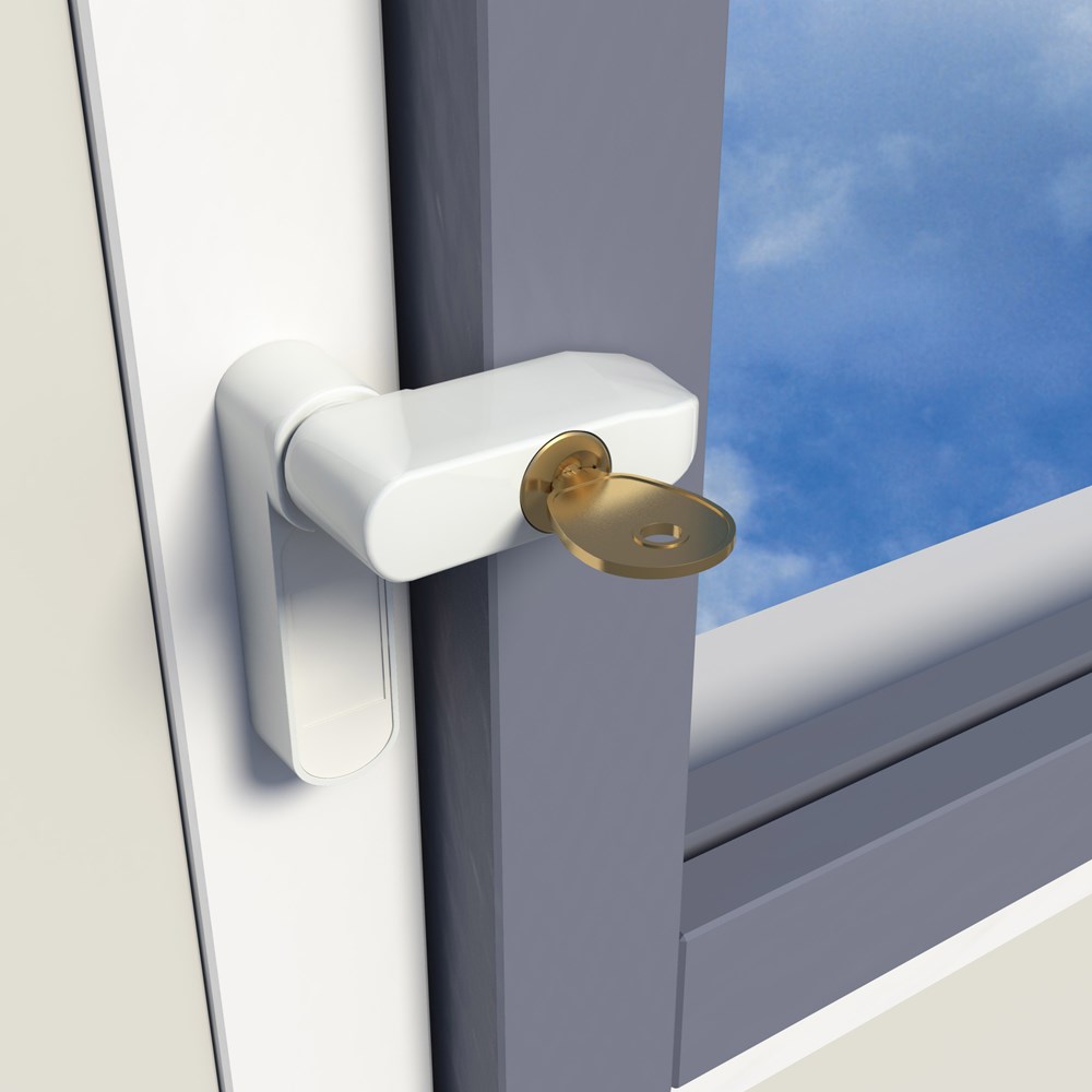 SecuMax 832 raamgrendel incl. slot en sleutel wit sleutel draai/kiepra