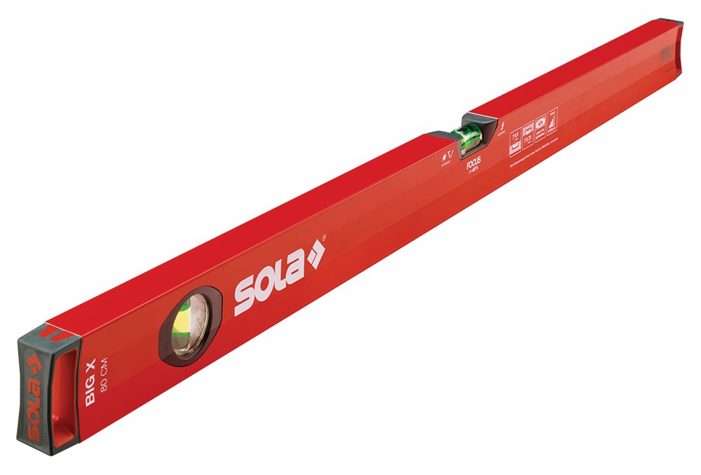 SOLA WATERPAS  80cm BIGX ALUMINIUM ROOD 2 libellen