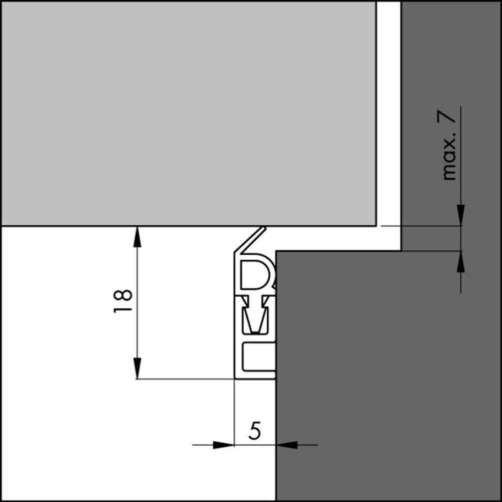 TOCHTPROFIEL PVC PTS BR (BRUIN) 210 CM.