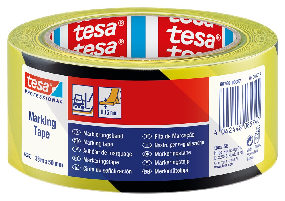 TESA 60760 MARKERINGSTAPE ROOD/WIT 50mm x 33mtr