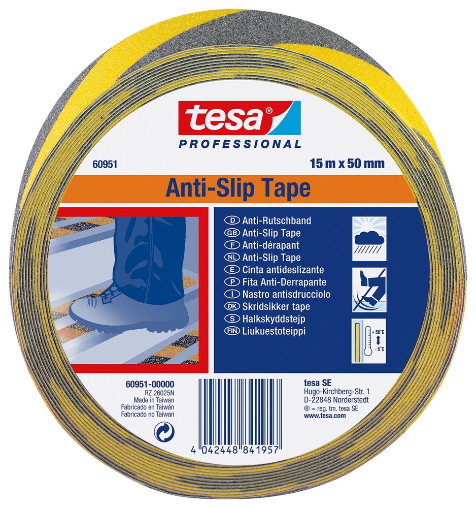 TESA 60951 ANTI-SLIPTAPE GEEL/ZWART  50mm x 15mtr